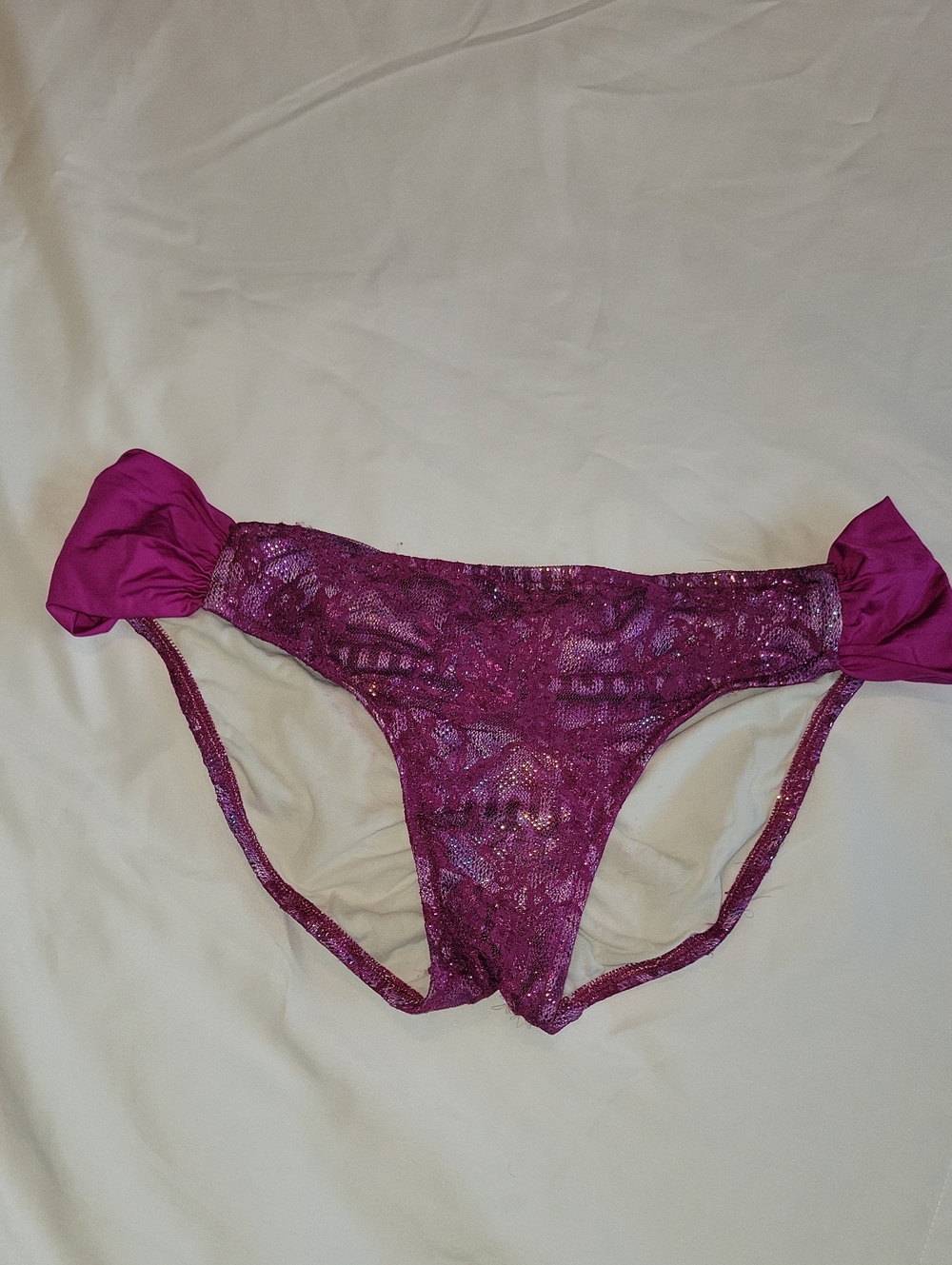 Peaches Uniforms Glitter Fuchsia Sequin Tie-Side Bikini Panty